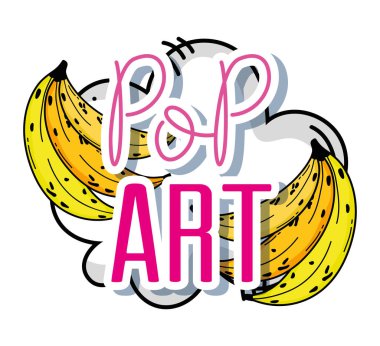 Pop art Muz meyve sevimli çizgi vektör çizim grafik tasarım