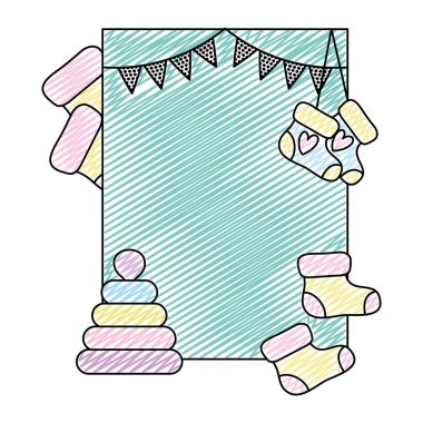 Bebek duş vektör çizim amblemi davetiye doodle