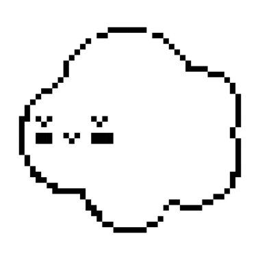 Grunge piksel kawaii bulut hava oyun vektör çizim