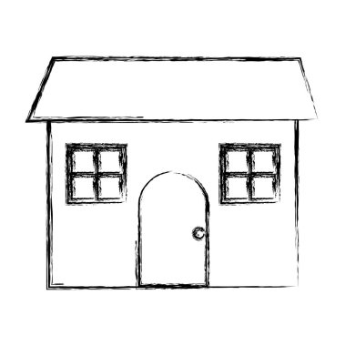 Grunge ev ikamet windows tasarım ve kapı vektör çizim ile