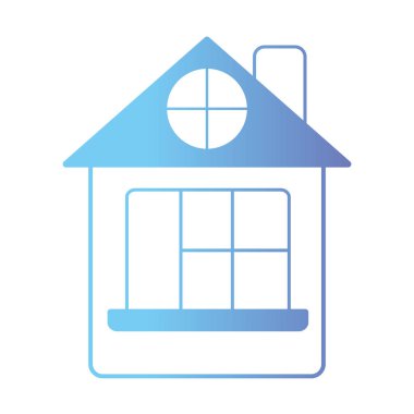 çizgi evin kapı ve pencere ve çatı vektör çizim ile