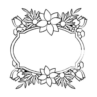 Grunge egzotik çiçek yaprakları bitki dekorasyon vektör çizim ile