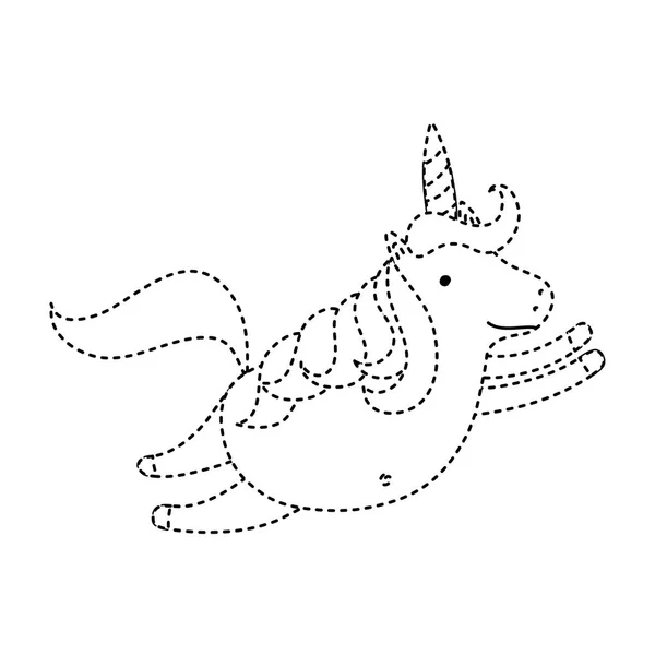 Dotted Shape Unicorn Flying Precious Hair Horn Vector Illustration — Stock Vector