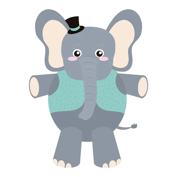 Baby Olifant Dier Met Vest Muts Vectorillustratie — Stockvector