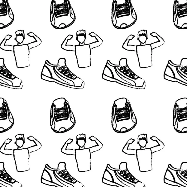 Grunge Fitness Adam Eğitim Spor Ayakkabı Arka Plan Vektör Çizim — Stok Vektör