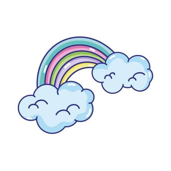 Naturaleza Arco Iris Brillante Con Nubes Cielo Vector Ilustración — Vector de stock