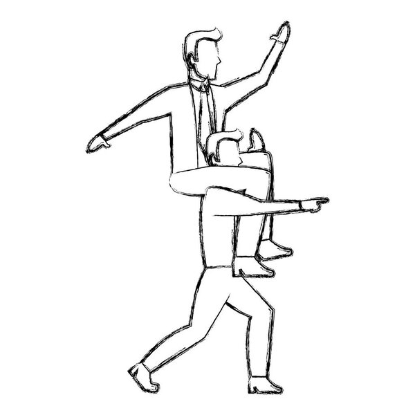 гранж элегантный бизнесмен с векторной иллюстрацией успеха своего босса
