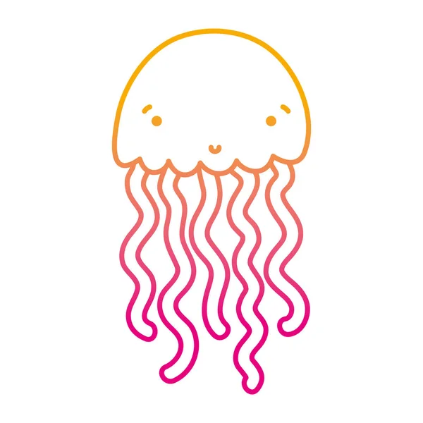 Zdegradowanych Linia Natura Jellyfish Tropikalny Wektor Zwierzęta Morskie Ilustracja — Wektor stockowy