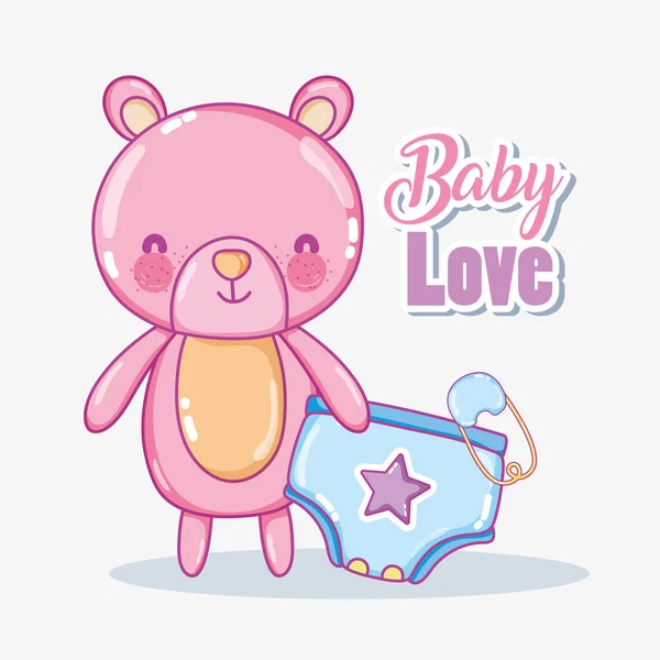 Baby Love Card Con Simpatico Orso Vettore Illustrazione Grafica — Vettoriale Stock