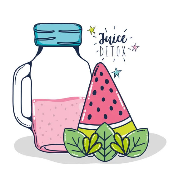 Fruit juice detox watermelon in mason jar vector illustration graphic design