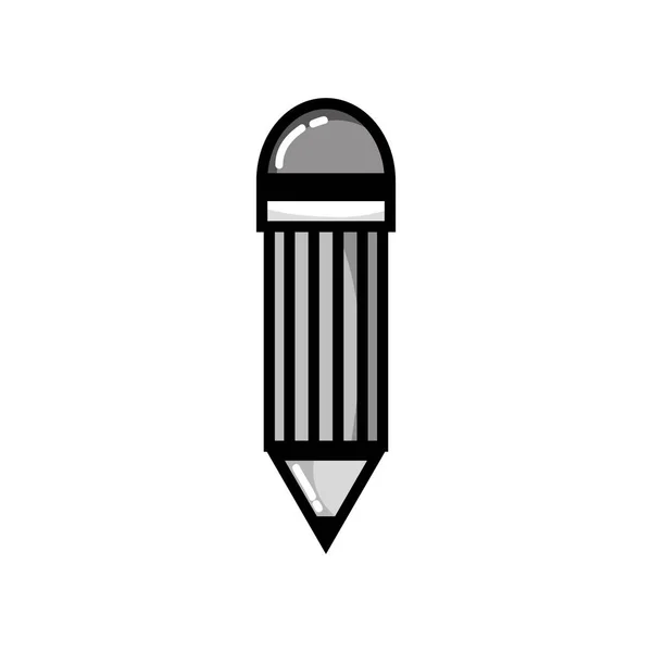 Objet Crayon Échelle Gris Avec Gomme Dessin Dessin Illustration Vectorielle — Image vectorielle