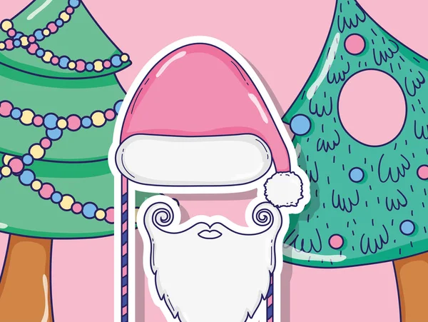 Crăciun Pini Decorare Santa Claus Costum Vector Ilustrație — Vector de stoc