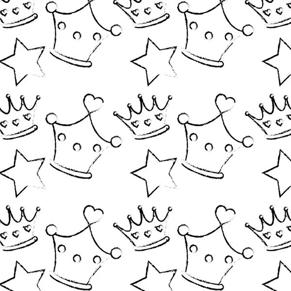 Grunge Queen Crown Luxury Star Background Vector Illustration — Stock Vector
