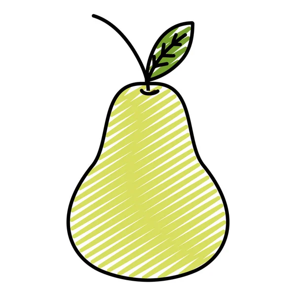 Doodle Färska Läckra Päron Frukt Kost Vektorillustration — Stock vektor