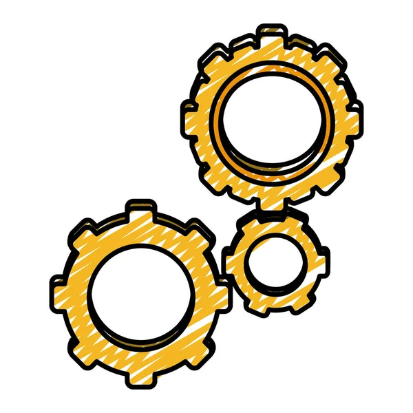 技術ギア プロセス エンジニア リング業界のベクトル図を落書き — ストックベクタ