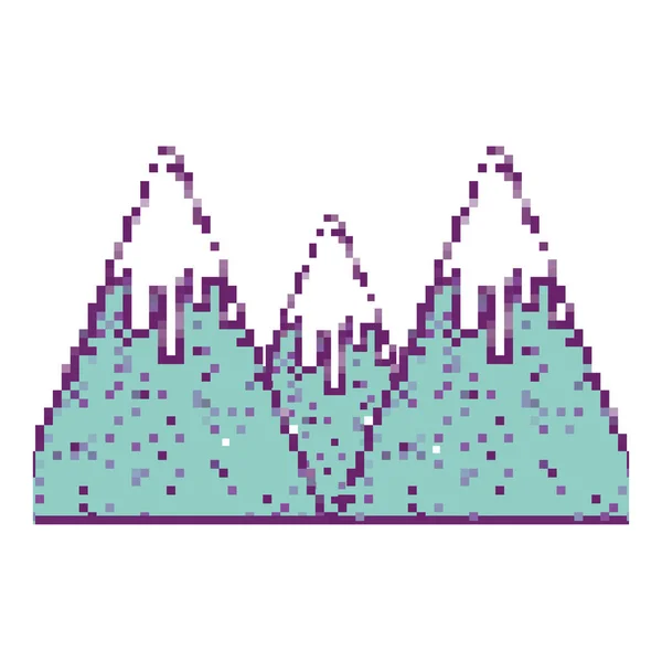 Pixel Nevado Montañas Juego Frío Clima Vector Ilustración — Archivo Imágenes Vectoriales