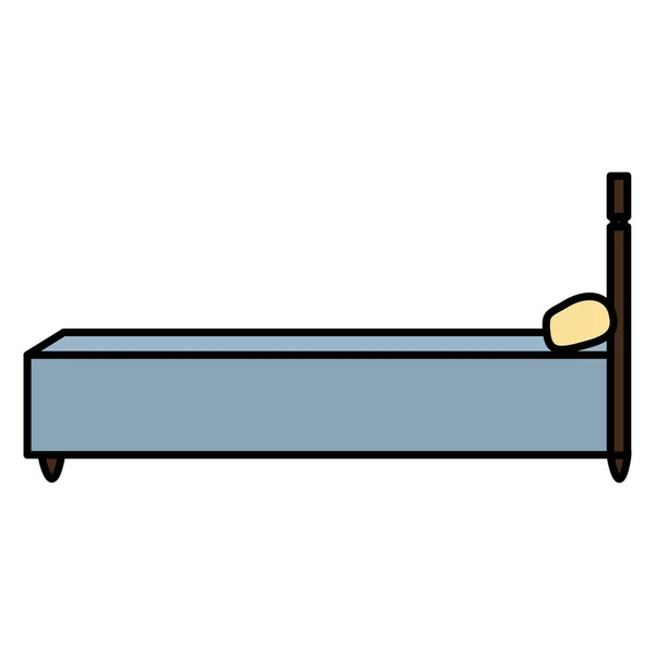 Farbe Seitlich Bett Objekt Mit Komfort Kissen Vektor Illustration — Stockvektor