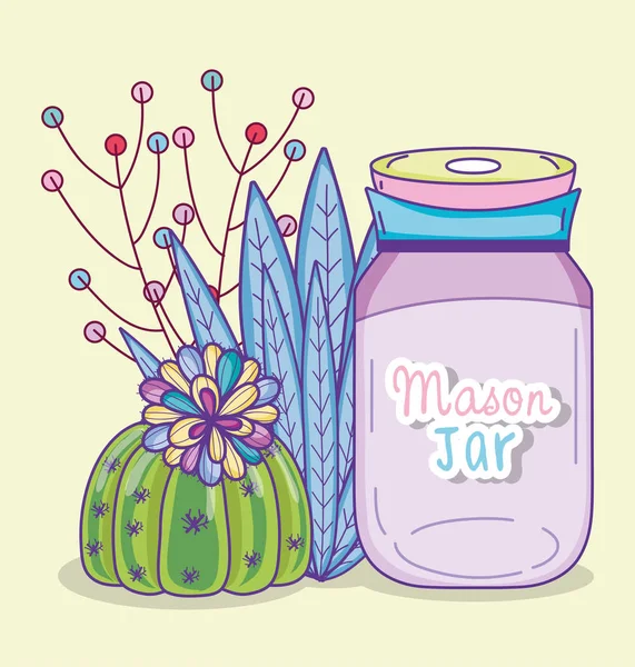 Garden mason jar cute cartoon concept vector illustration graphic design