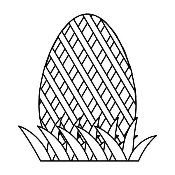 Linea Uovo Pasqua Figura Disegno Decorazione Vettore Illustrazione — Vettoriale Stock