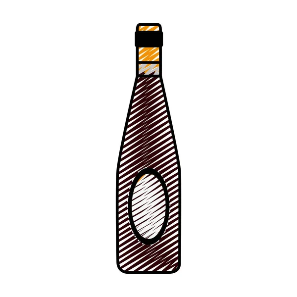 Doodle Botella Vino Bebida Alchool Para Celebrar Ilustración Del Vector — Archivo Imágenes Vectoriales