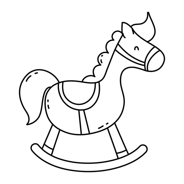 Line Wooden Rocking Horse Play Toy Vector Illustration — Stock Vector