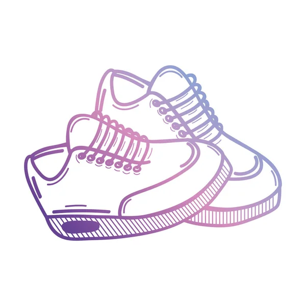 Línea Deporte Zapatillas Estilo Diseño Vector Ilustración — Vector de stock