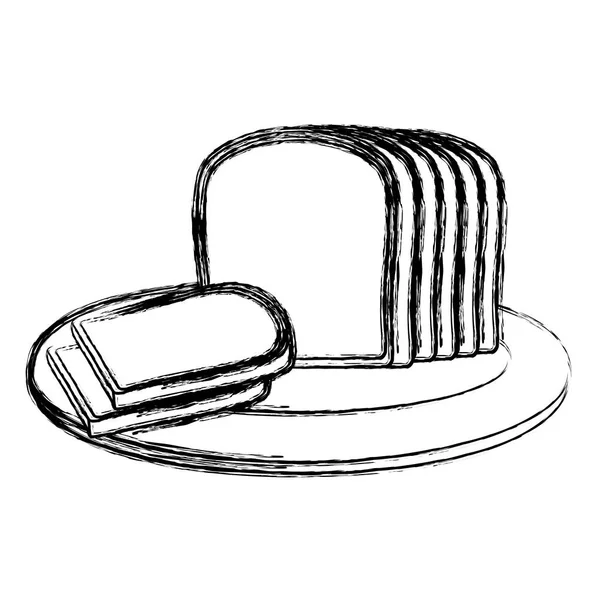 Гранжевий Смачний Шматочок Хліба Їжа Тарілці Векторні Ілюстрації — стоковий вектор