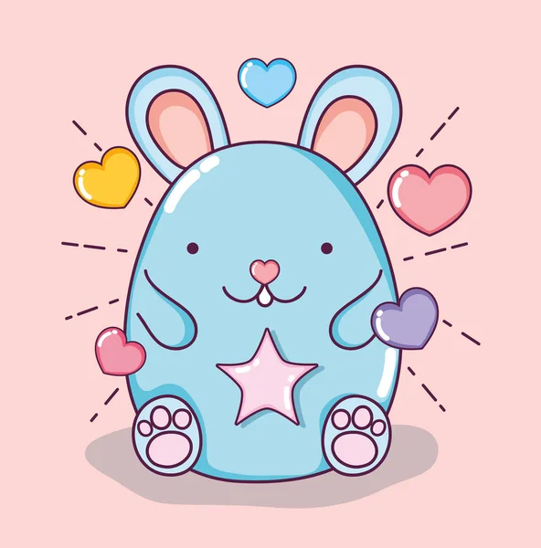 Cute Hamster Kawaii Hearts Cartoons Vector Illustration Graphic Design — Stock Vector