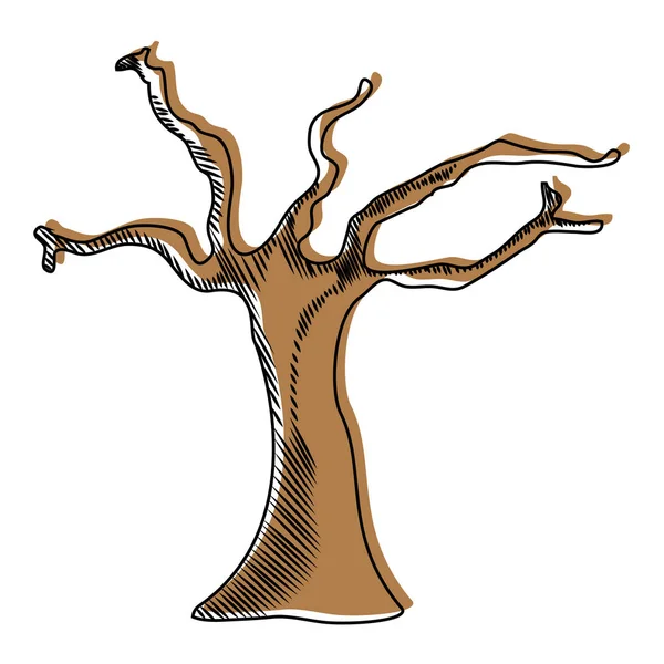 Přesunutý Barva Přírodní Pouštní Suchý Strom Větvemi Vektorové Ilustrace — Stockový vektor