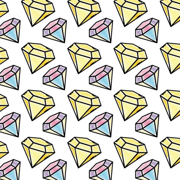 Doodle Brillant Lyxiga Diamant Sten Tillbehör Bakgrund Vektorillustration — Stock vektor