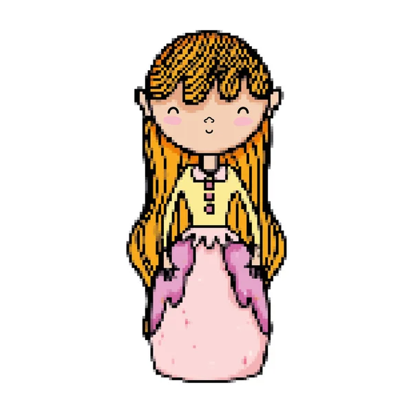 Pixel Princesa Com Penteado Beleza Vestido Ilustração Vetorial —  Vetores de Stock