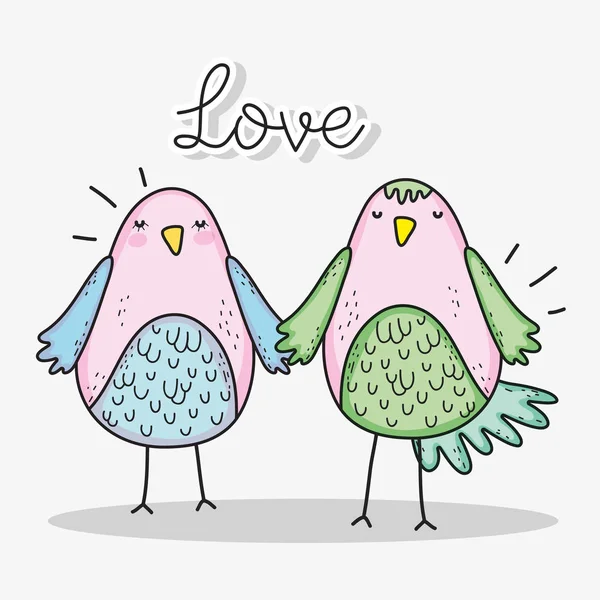 Pareja Aves Celebrando Día San Valentín Vector Ilustración — Archivo Imágenes Vectoriales