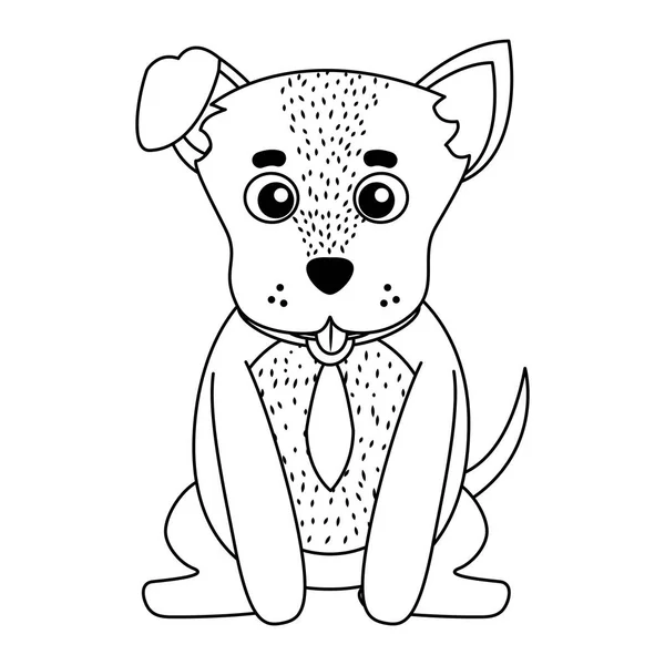 Line Cute Dog Pet Animal Tie Vecctor Illustration — Stock Vector