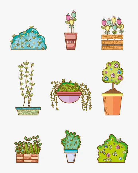 Conjunto Elementos Jardim Ilustração Vetorial Design Gráfico —  Vetores de Stock