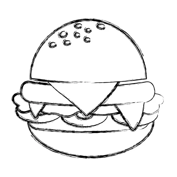 Grunge Hamburger Gustos Fast Food Nesănătos Calorii Ilustrare Vectorială — Vector de stoc