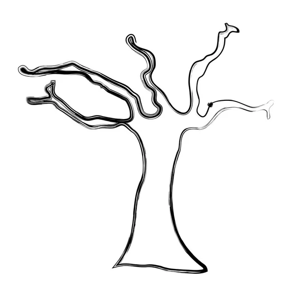 Grunge Nature Tree Dry Branches Desert Vector Illustration — Stock Vector