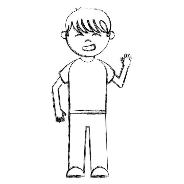 Grunge Šťastný Chlapec Tričko Kalhoty Oblečení Vektorové Ilustrace — Stockový vektor
