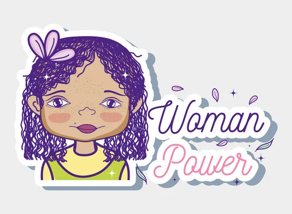 Desenho Animado Mulher Bonito Com Mensagem Feminista Vetor Ilustração Design — Vetor de Stock