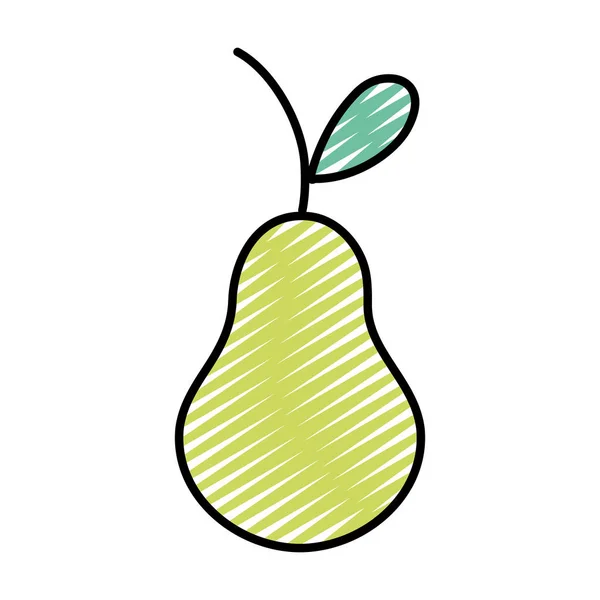 Garabato Delicioso Fruta Pera Nutrición Orgánica Vector Ilustración — Vector de stock
