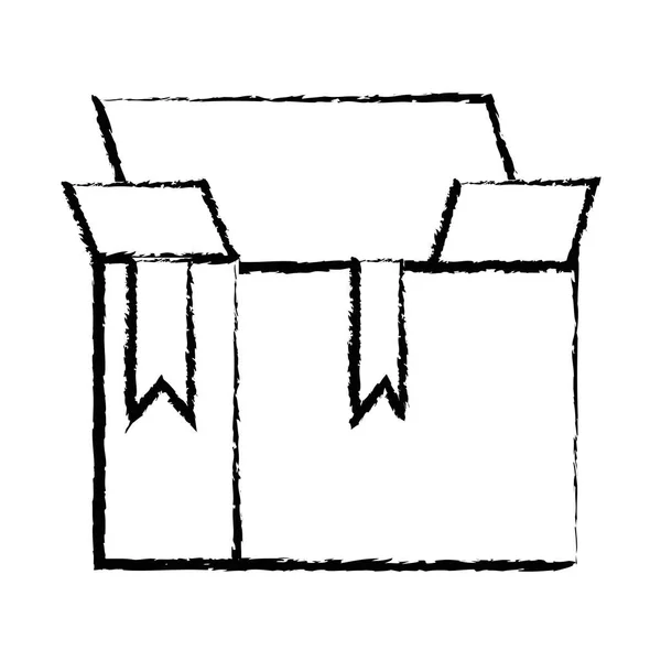 Figura Caja Paquete Objeto Diseño Abierto Vector Ilustración — Vector de stock