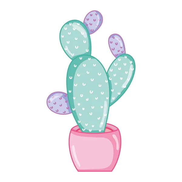 Naturaleza Cactus Del Desierto Planta Maceta Vector Ilustración — Vector de stock