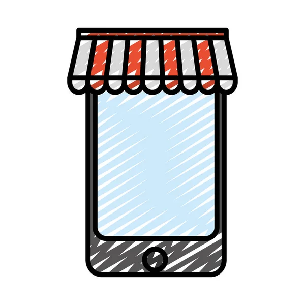 Doodle Business Marketing Plan Smartphone Technology Vector Illustration — Stock Vector
