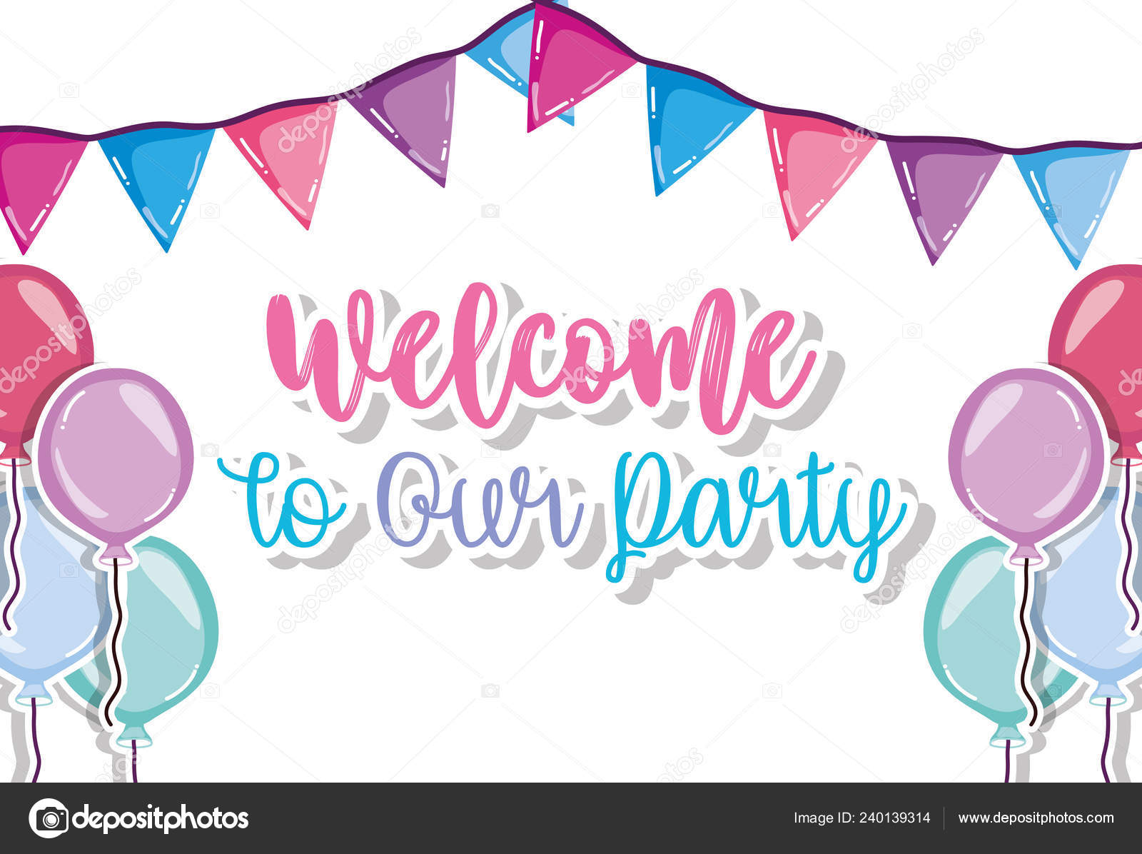 Welcome Our Party Cartoons Vector Illustration Graphic Design Vector Image By C Stockgiu Vector Stock