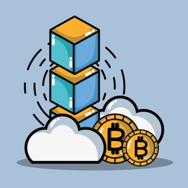 Bitcoin dijital para güvenlik teknoloji vektör çizim