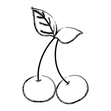 Grunge lezzetli kiraz taze organik meyve vektör çizim