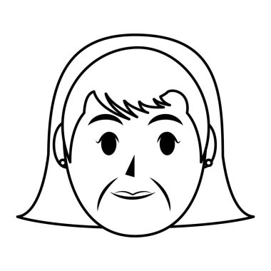 sevimli yaşlı kadın baş saç tasarım vektör çizim ile satır