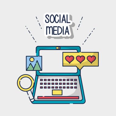 Sosyal medya öğesine bağlantı ağ vektör çizim