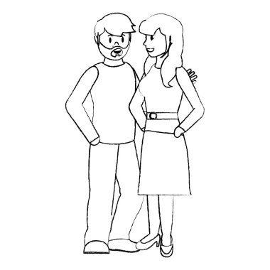 Grunge kaç kadın ve erkek haistyle vektör çizim ile birlikte