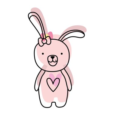 renk tavşan dişi hayvan şerit yay vektör çizim ile taşındı