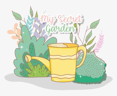 sulama olabilir çalılar ve egzotik bitkiler vektör çizim ile